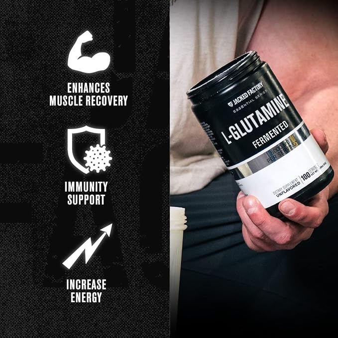 Jacked Factory Creatine Monohydrate Powder 425g 85 SV &amp L-Glutamine Supplement 500g 100 SV - No Artficial Fillers Unflavored