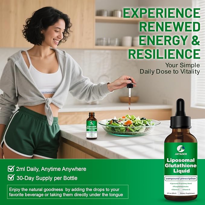 Liposomal Glutathione 1500 MG Liquid Glutathione Supplement Powerful Antioxidant Liver Detox Immune EnhancerAdd Vitamin C and Vitamin ESupports Immunity Skin Hair and Healthy Aging