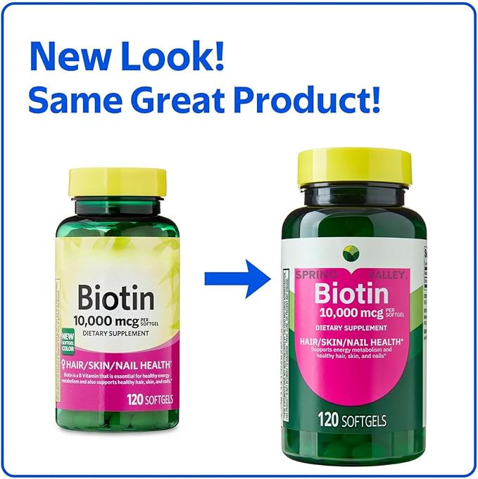 Biotin Hair/Skin/Nails Health Dietary Supplement Softgels Spriing Vallley 10000 mcg - 120 Count (Pack of 1)