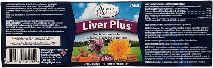 Omega Alpha Liver Plus-Liver Healthy Support Formula 90 Veg Capsules