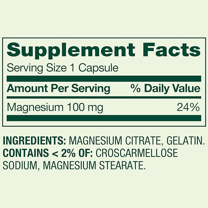 Spring Valley Rapid-Release Magnesium Citrate Bone Health Dietary Supplement Capsules 100 mg 100 Count + SUREFECT Organizer.