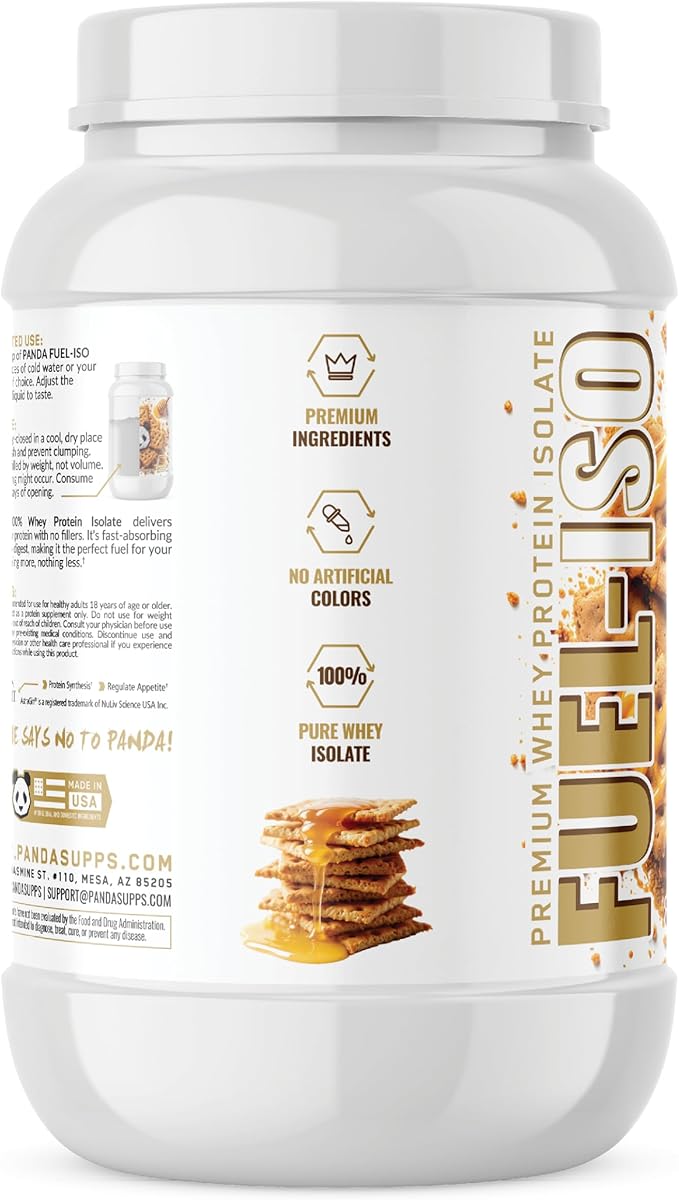 Underground Bio Labs Panda Supps - Panda Fuel ISO Premium 100% Whey Protein Isolate for Men and Women with 25g Protein and 0g Sugar (Toasted Honey Grahams) (25 Servings)