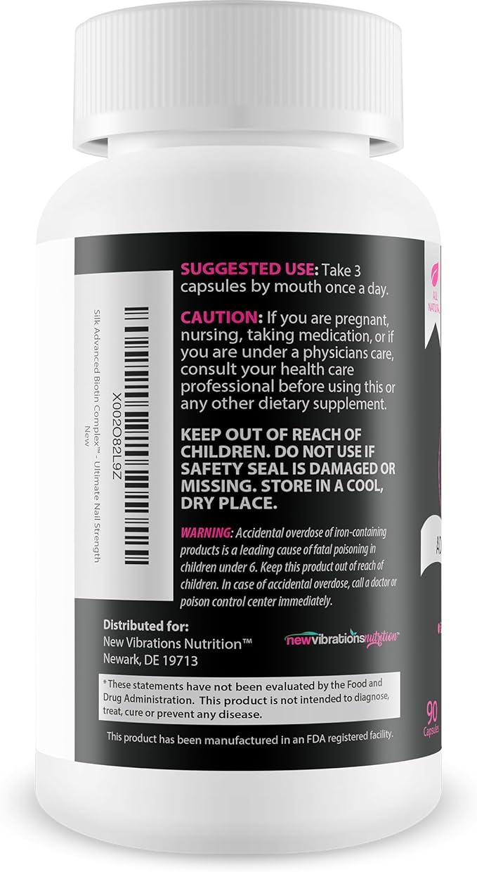 Silk Advanced Biotin Complex- Promotes Stronger Longer Hair-Healthier Skin- Ultimate Nail Strength