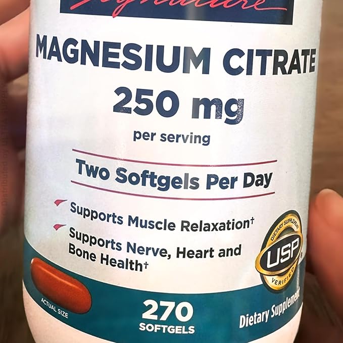 Kirk Lands Signatures Magnesium Citrate 250 mg Softgels 270 Count - Easy to Swallow Daily Supplement