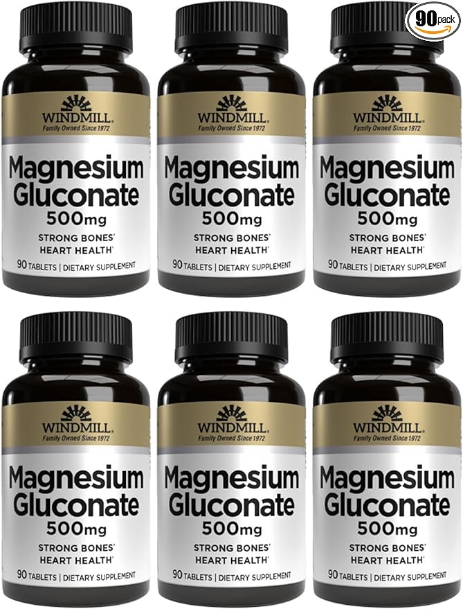 Special Pack of 6 Windmill Magnesium GLUCONATE 500MG 90 Tablets