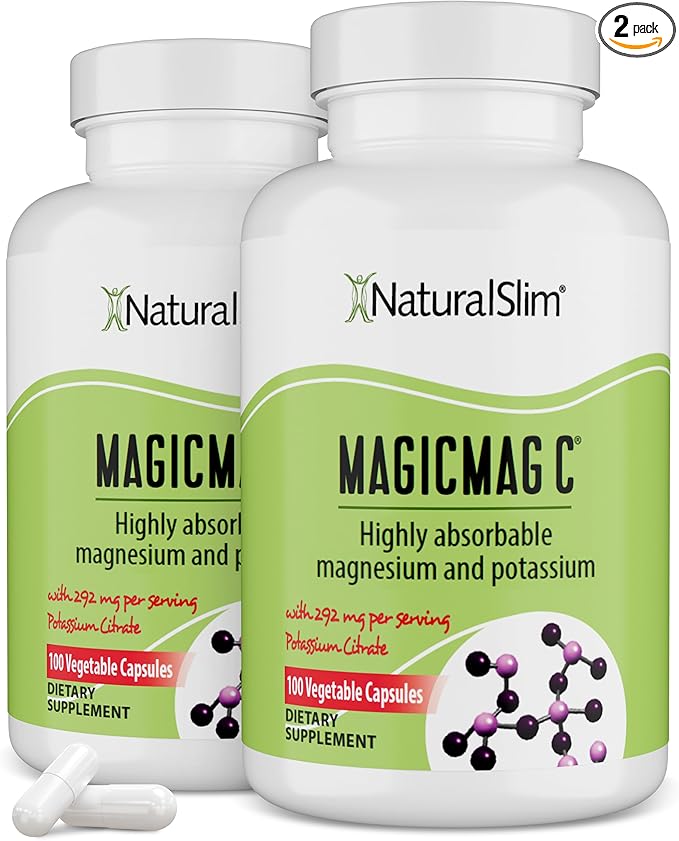 MagicMag C by NaturalSlim Magnesium Citrate Capsules for Muscle Relaxation Sleep Quality Nerve Function &amp Electrolyte Support Daily Magnesium Supplement for Men and Women 100 Capsules