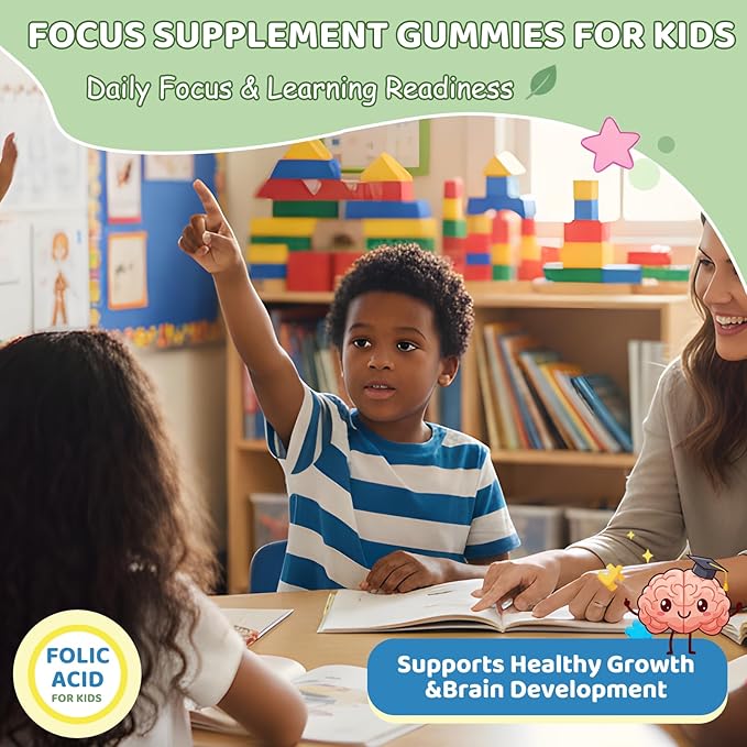 ABYSSUS Folinic Acid for Kids Gummies Methylated B-Complex for Children Maximum Absorption for Brain Focus &amp Healthy Growth Non-GMO 60 Gummies