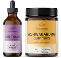 HERBAMAMA Milk Thistle and Ashwagandha Kit - Bundle of Milk Thistle Extract &amp 2000 mg Ashwagandha Root Gummies - Vegan Non-GMO Alcohol-Free - 2 Pack