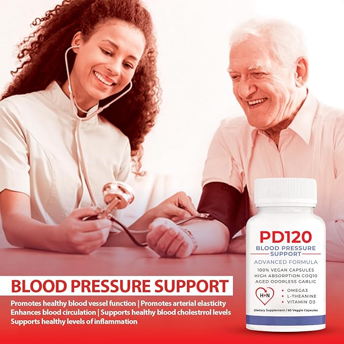 Natural Blood Pressure Support Supplement: 8-in-1 Formula With Black Odorless Garlic High-absorption CoQ10 (pack of 1)