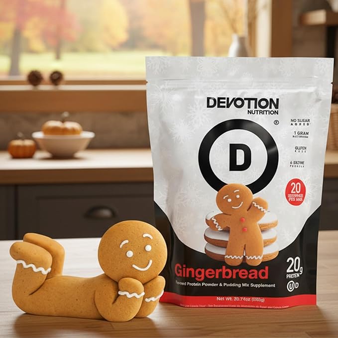Devotion Nutrition Protein Powder Gingerbread – 20g Whey Isolate &amp Casein Protein Blend – No Added Sugar Low Carb Gluten-Free Keto-Friendly 1g MCT Kosher – 20 Servings