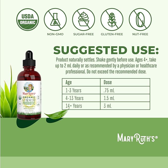 MaryRuth's Vitamin K2+D3 Gummies (Peach Mango &amp Apricot) &amp USDA Organic Probiotic Drops | Clean Label Project Verified® | Vitamins for Joint Support &amp Overall Health | Vegan Non-GMO Glu