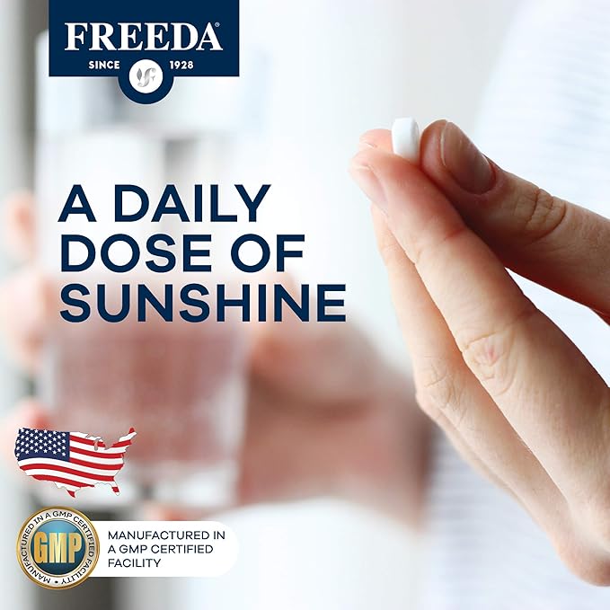 FREEDA Vitamin D3 3000 IU – High-Potency Vitamin D for Bone Strength &amp Immune Support – Easy-to-Swallow Tablets – 250 Tiny Tablets