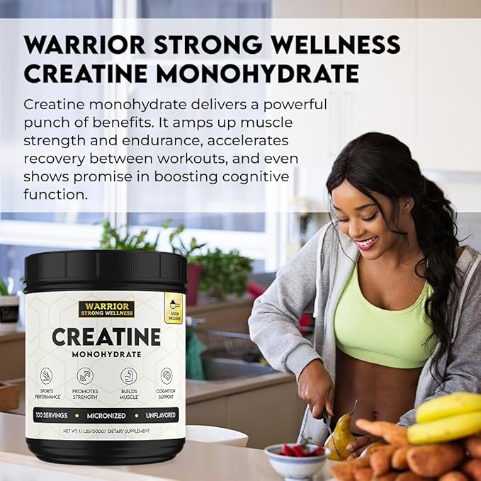 Creatine Monohydrate Powder 1 lb 100 Servings ISO Certified Tested Vegan Unflavored Micronized Powder- Support Muscles Cellular Energy &amp Cognitive Function