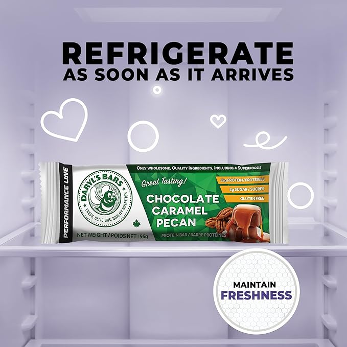 Daryl's Bars Chocolate Caramel Pecan On the Go Whey Protein Bars Gluten Free Low Sugar Protein Snack Meal Replacement Pack of 2
