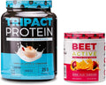 Nutrology TRIPACT Protein Powder 7-in-1 Meal Replacement Shake Vanilla Latte Cinnamon Flavor (20 Servings) Beet Active Natural Pre-Workout Powder Passion Fruit Flavor (30 Servings)