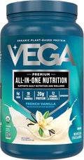 Vega Organic All-in-One Vegan Protein Powder French Vanilla -Superfood Ingredients Vitamins for Immunity Support Keto Friendly Pea Protein for Women &amp Men 1.5 lbs (Pack of 1)
