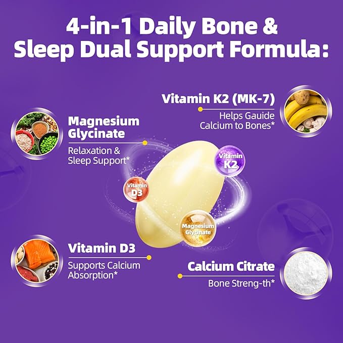 Magnesium Glycinate 400mg Softgels Small Easy to Swallow High Absorption Magnesium Supplement with Vitamin D3 &amp K2 for Sleep Relax Calm Muscle Bone* Health 120 Gelcaps
