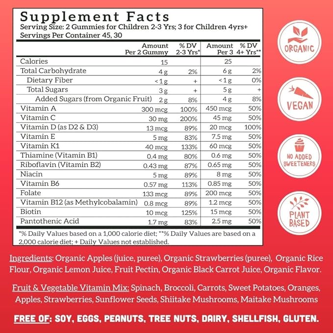 Llama Naturals Kids Multivitamin and Probiotic and Prebiotics Bundle Vegan Organic Gut Health and Immune Support Gummies Real Fruit Gummy Vitamins No Added Sugar Cane 2 Bottles 30 Day Supply