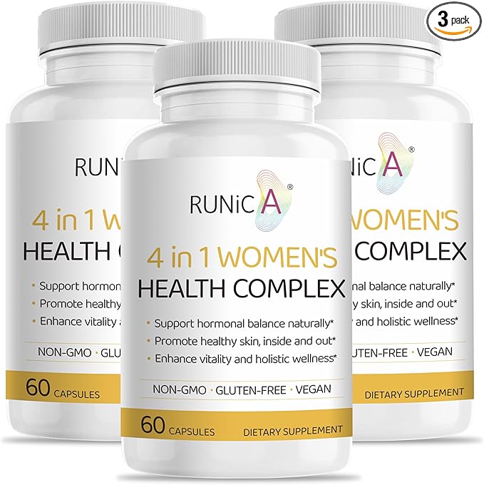 4in1 Women's Hormone &amp Beauty Complex | Menopause Relief Supplement for Hot Flashes Night Sweats &amp Mood | Soy Isoflavones Pueraria Rosehip &amp Evening Primrose - 90-Day Ultimate Supply