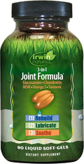 Irwin Naturals 3-in-1 Joint Formula with Glucosamine Chondroitin Turmeric &amp Boswellia - Advanced Joint Support Supplement for Men and Women - 90 Liquid Soft-Gels
