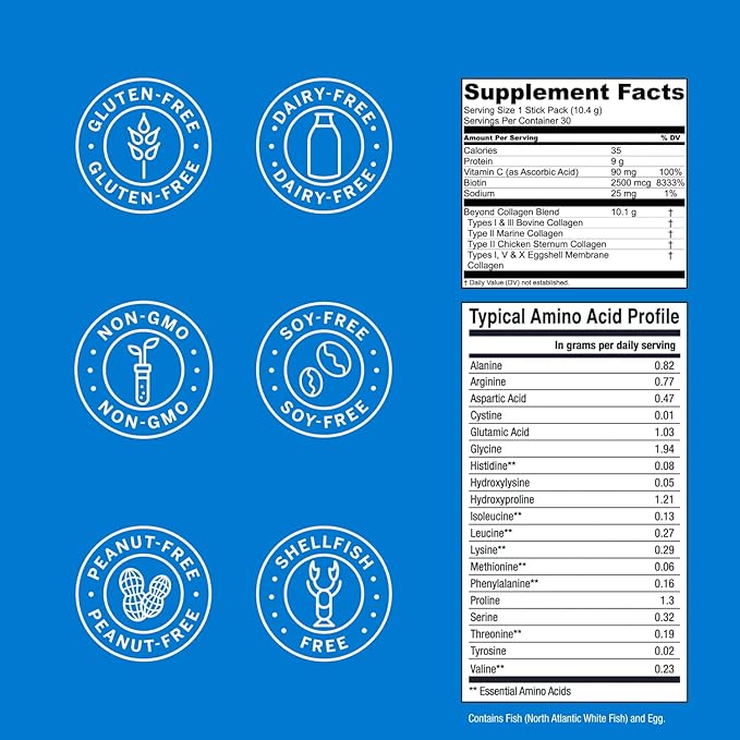 Live Conscious Beyond Collagen Peptides Powder Unflavored Packets-Hydrolyzed Collagen Powder-Hair Skin Nail &amp Joint Support- I II III V &amp X Grass-Fed Collagen Supplements for Women &amp Men 3