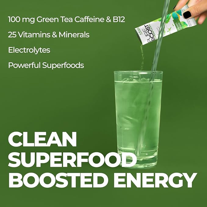 Pureboost Superfoods Clean Energy Booster Energy Drink Mix with Apple Cider Vinegar 7 Organic Red or Green Superfoods. Sugar-Free No Sucralose Electrolytes (Combo Pack 30 Count)