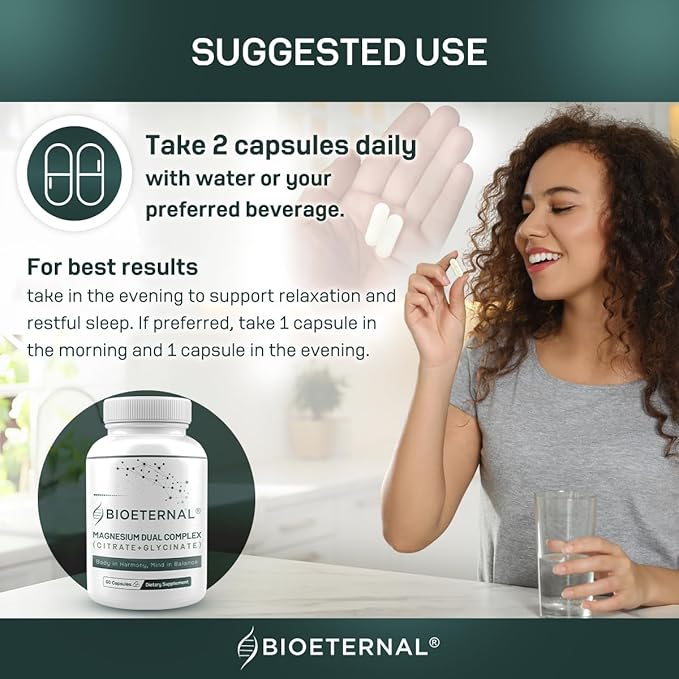 Magnesium Dual Complex Citrate + Glycinate Formula 60 Capsule 600 MG