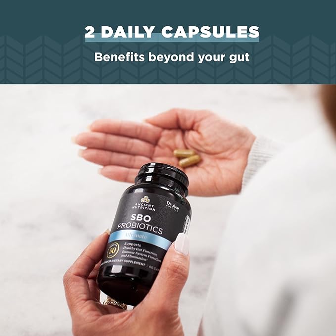 Ancient Nutrition Probiotics SBO Probiotics Ultimate 50 Billion CFUs*/Serving Digestive and Immune Support Gluten Free Ancient Superfoods Blend 60 Capsules