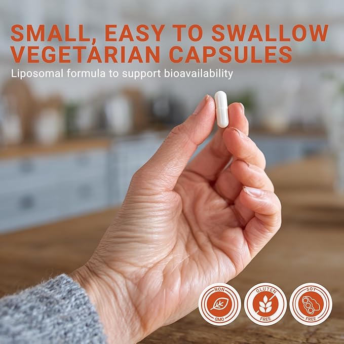 250mg Liposomal Quercetin Supplements - 60 Vegan Capsules to Support Antioxidant Defense Cellular Health &amp Immune System - Quercetin Capsules Perfect for Healthy Aging and Vitality