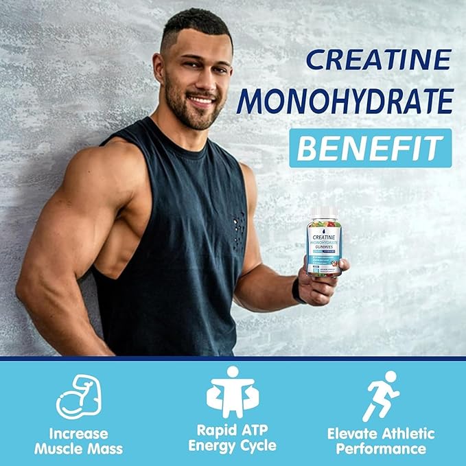 Creatine Monohydrate Gummies 5000mg Creatine for Women &amp Men 2 Packs Creatine Monohydrate Chew for Boost Focus Muscle Strength 5g Creatine Monohydrate per Serving Sugar Free Vegan