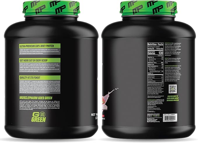 MusclePharm Combat 100% Whey Protein Powder Strawberry Cream Flavor Fast Recovery &amp Muscle Gain with Whey Protein Isolate High Protein Powder for Women &amp Men Gluten Free 5 lb 70 Servings