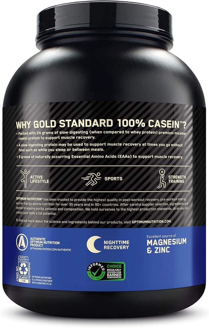 Optimum Nutrition Gold Standard 100% Micellar Casein Protein Powder Slow Digesting Helps Keep You Full Overnight Muscle Recovery Chocolate Supreme 4 Pound (Packaging May Vary)