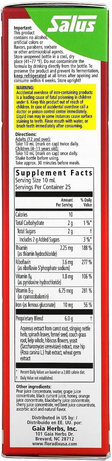 Floradix Floravital Liquid Iron and Vitamin Formula 8.5 fl.oz. - 250 ml. - Made in Germany (3 Pack)