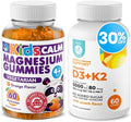 DR. MORITZ Kids Magnesium Gummies Orange Flavor (60 Count 1 Pack) and Vitamin D3 K2 Gummies Bundle (60 Count 1 Pack) - Immunity and Bone Health - Vitamin D Chewable with K2 - Magnesium Calm Chews