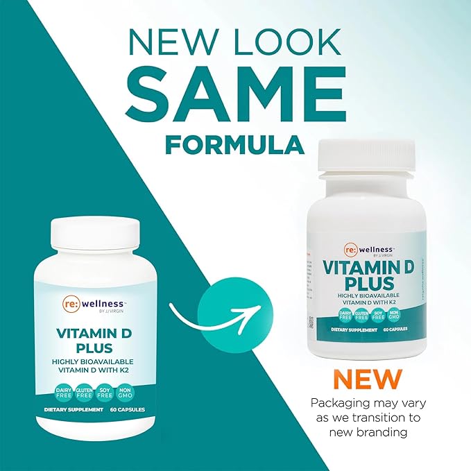 Reignite Wellness by JJ Virgin | Vitamin D Plus | Relevant Serving of 5000 IU Highly Absorbable Vitamin D + Vitamin K1 &amp K2 | GG Supplement for Immune Health | Bone and Heart Supplement | 60 Soft