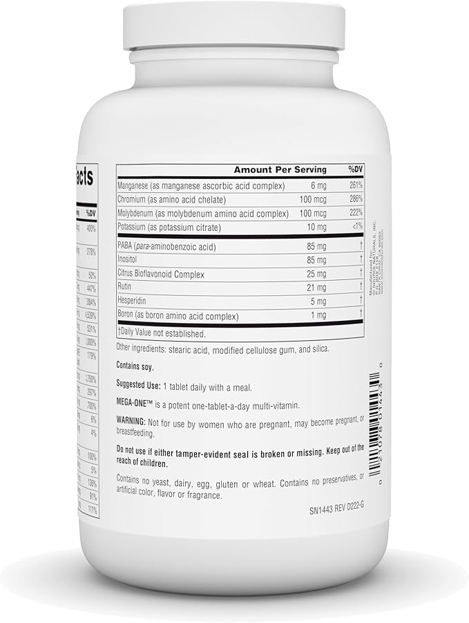 Source Naturals Mega-One Muti-Vitamin with Minerals No Iron - 180 Tablets