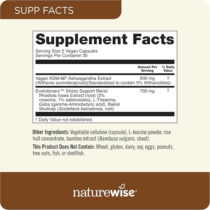 NatureWise [1] Ashwagandha for Stress + GABA &amp L-Theanine - 60 Capsules[30-Day Supply] + [1] Liver Balance - Milk Thistle Dandelion Turmeric - 60 Capsules[30-Day Supply]