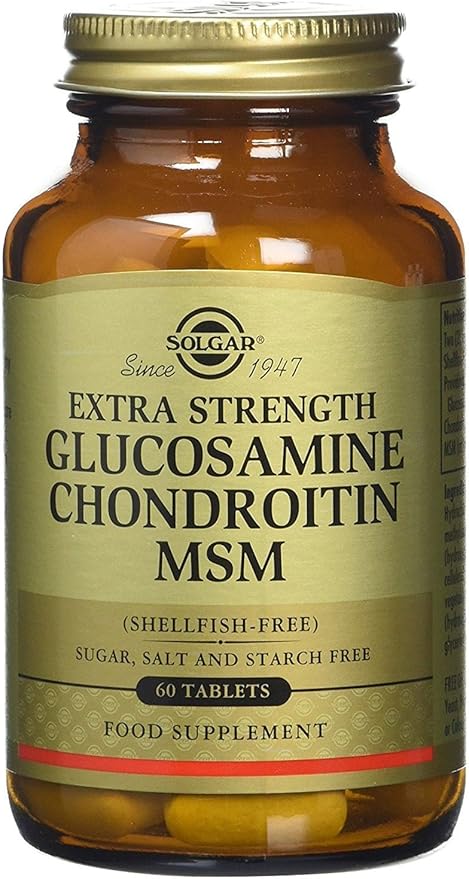Solgar Triple Strength Glucosamine Chondroitin MSM 60 Tablets - Promotes Healthy Joints Supports Comfortable Movement - Shellfish Free - Gluten Free Dairy Free - 30 Servings
