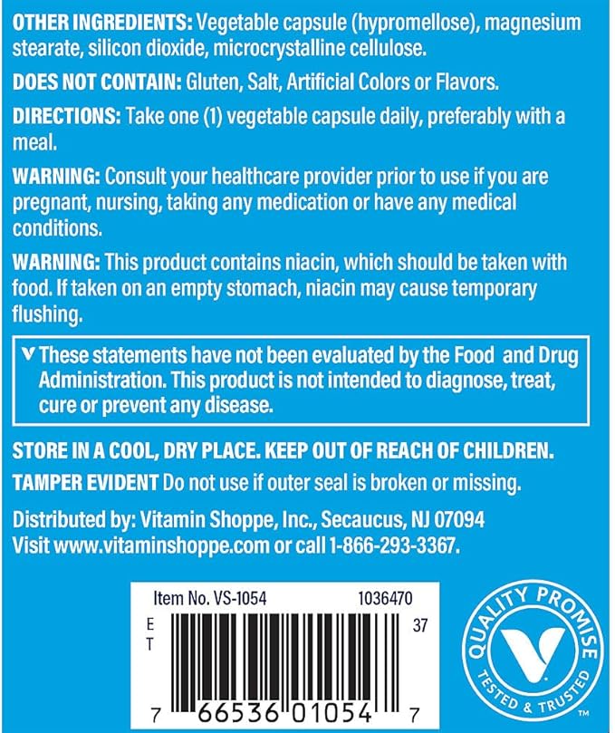 The Vitamin Shoppe Vitamin B-Complex Supplement High-Potency B Vitamins for Energy Production Stress Support &amp Nutrient Metabolism Gluten Free 100 Vegetable Capsules