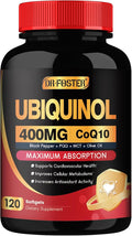DRFOSTER Coq10 400mg Softgels Ubiquinol - Co Q 10 Supplement Coenzyme q10 Cq10 400mg Plus Vitamin E PQQ Black Pepper for Heart Health 120 Counts