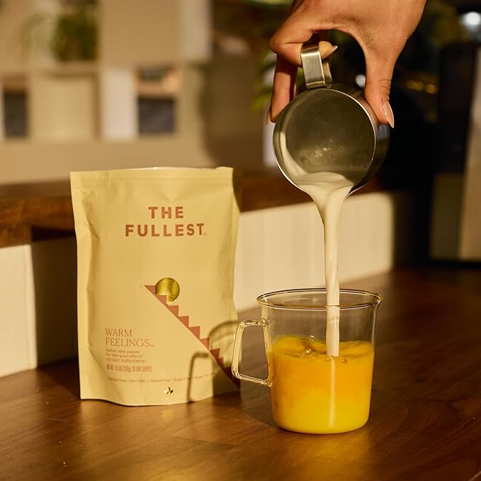 THE FULLEST - Saffron Latte 30 Day Supply - Saffron Cardamom and Coconut Milk Based Wellness Powder for Mood and Sleep Support Sugar-Free Vegan and Gluten-Free 30 Servings