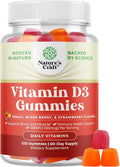 Natures Craft Vitamin D3 Gummies for Daily Wellness - Delicious Vitamin D Gummies for Adults with D3 2000IU per Serving Bone Muscle &amp Immune Support - Non-GMO Gelatin &amp Gluten Free - 120 Count
