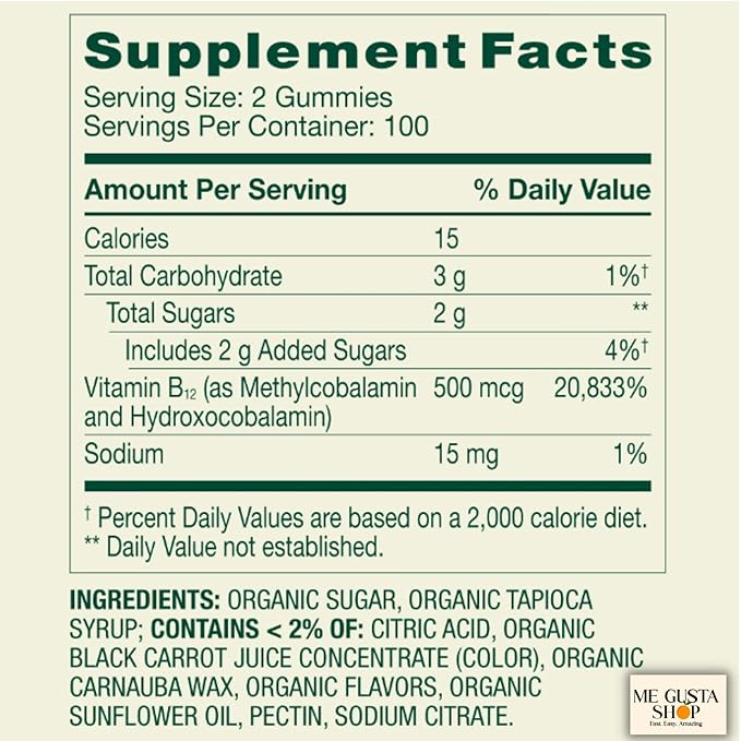 B12 500 mcg Spring Vallley Raspberry Flavor Gummy Vitamin B12 Gummies 200 ct (Pack of 1) + me Gusta Sticker