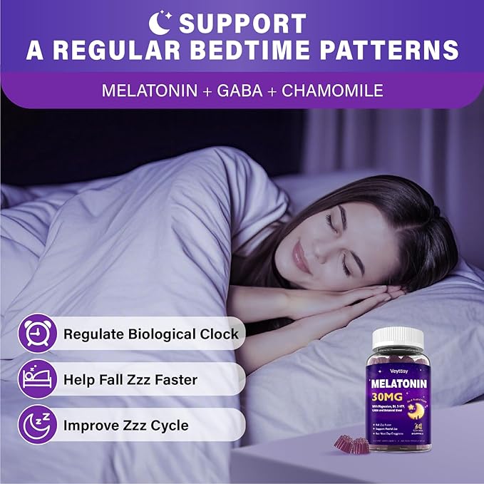Melatonin 30mg Gummies for Adults - Sugar Free Melatonin Gummies Maximum Strength with Magnesium B6 GABA &amp Botanical Blend - Non-Habit FormingVegan Non GMO Natural Mixed Berry Flavor