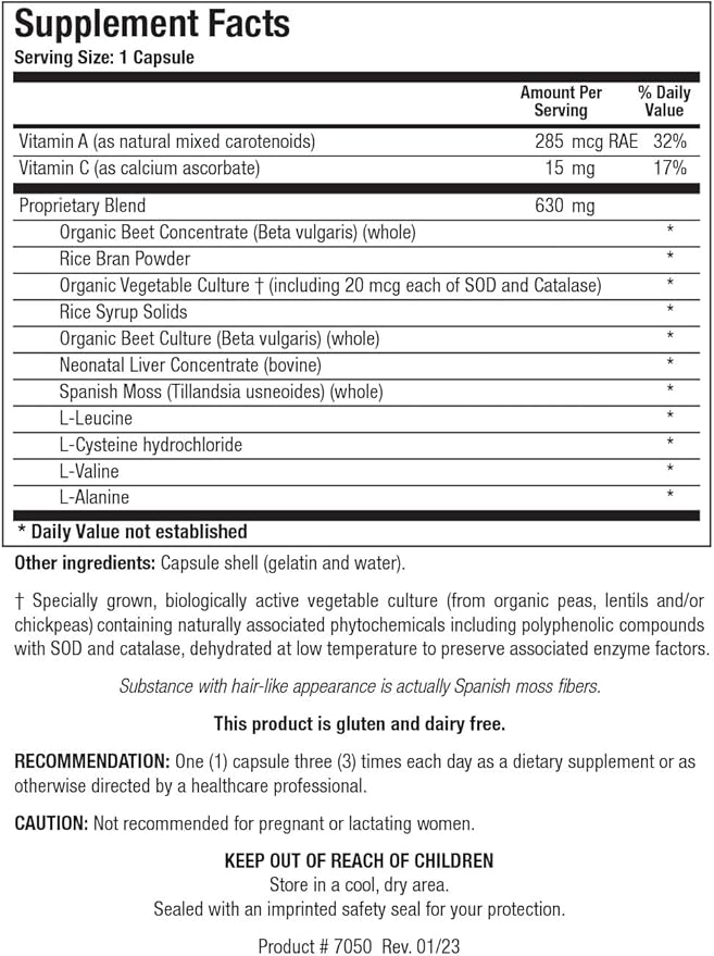 Biotics Research Argizyme Nutritional Support for Healthy Kidneys Amino Acids Glandular Support Urinary Tract Health Beet Powder Methyl Donor. 100 Capsules