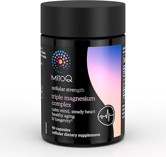 MitoQ Triple Magnesium Complex | Magnesium Glycinate Taurinate Oxide with GABA for Heart Health Stress Management &amp Deeper Sleep | High Absorption | 90 Capsules
