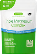 Igennus Superior Triple Magnesium Complex Fully Reacted &amp Chelated Glycinate Taurate &amp Citrate Clean Label High Bioavailability &amp Absorption 180 Tablets Vegan Non-Buffered