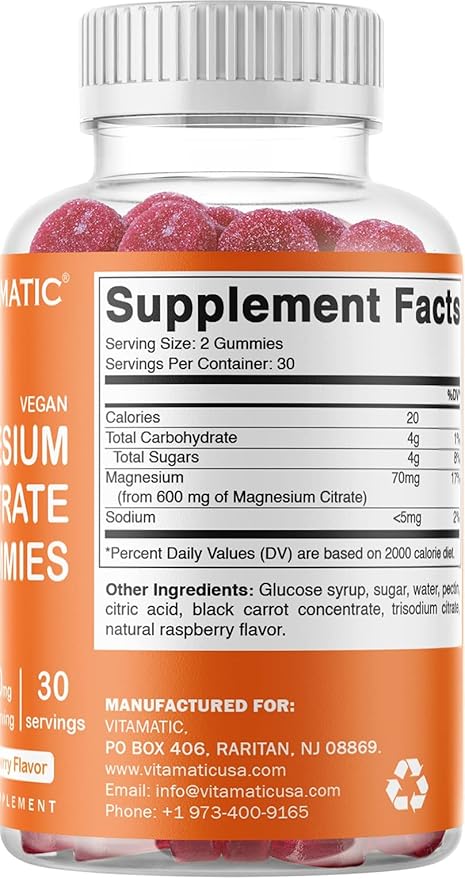 Vitamatic Magnesium &amp Vitamin D3 Gummies Combo - 60 Vegan Count Each