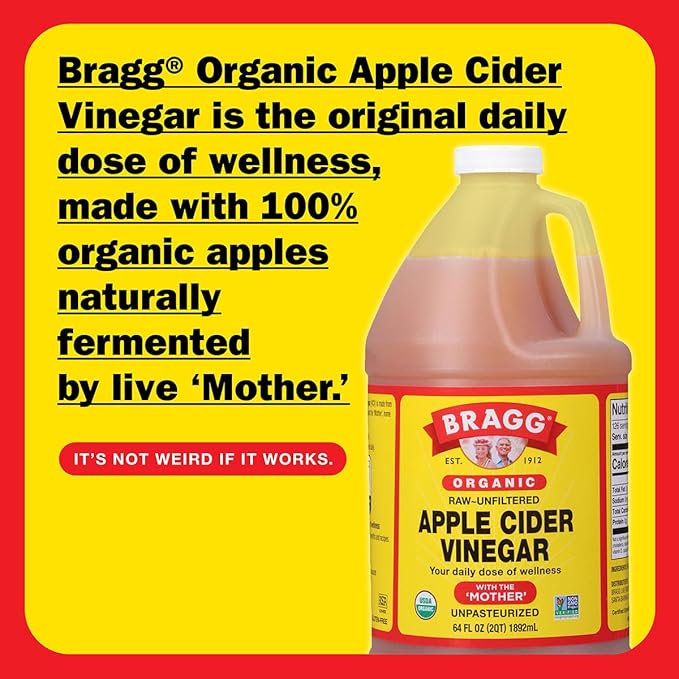 Bragg Organic Apple Cider Vinegar 64oz with the Mother + Bragg Organic Coconut Liquid Aminos Seasoning 128oz