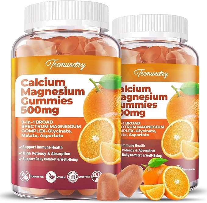 Calcium Magnesium Supplement Gummies for Adults: Calcium Citrate 600 mg with Vitamin D3 &amp K2 for Women Men - Supports B0ne Strength Better Zzz Muscles Energy &amp Immune (120 Count)